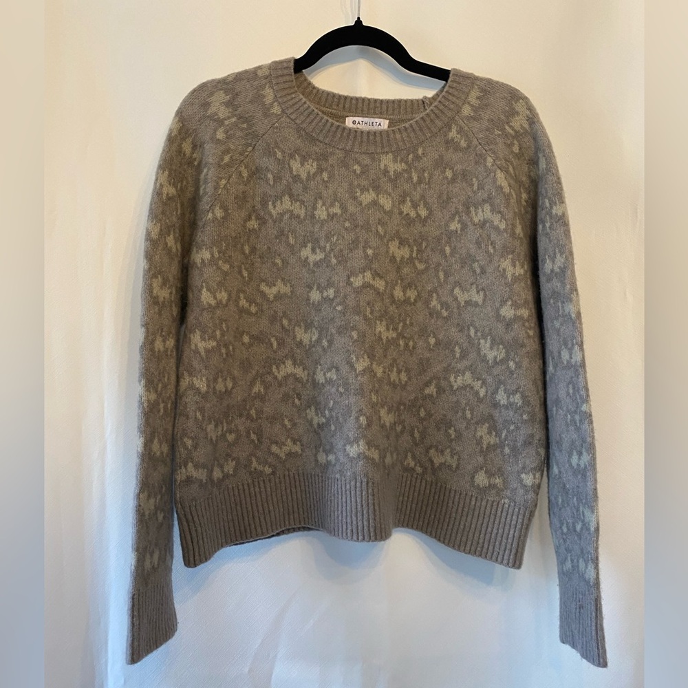 Athleta Hawthorn Leopard Print Extra Fine Merino Wool Blend Sweater Medium
